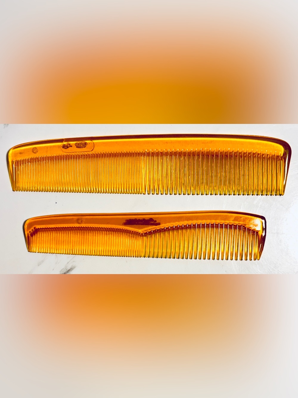 Vintage Amber Comb Lot of 2 - Amberine 120 & DuPont Lido - Excellent Condition
